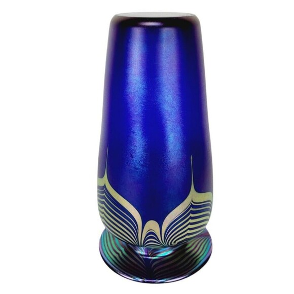 VTG Steven Correia Pulled Feather Iridescent Vase Artist Proof Signed Dated 10" - Picture 11 of 16